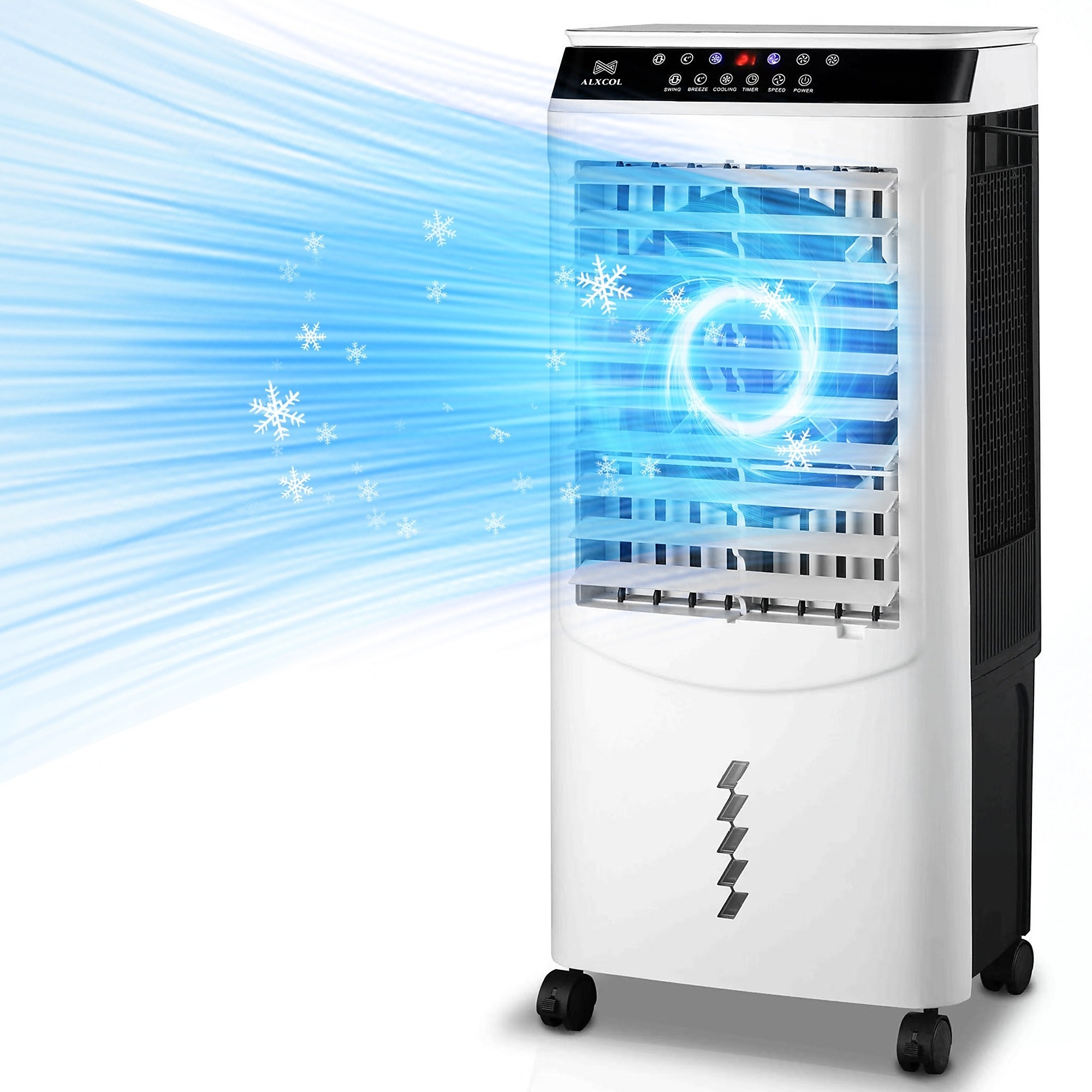 EdenDirect Portable Evaporative Cooler — 4500 CFM, 9.5 Gal. Water Tank, 3-Speed Fan, 16ft. Remote Control, 120° Oscillation, 12H Smart Timer, 2 Ice Packs, Model# NTE-6500RC-1
